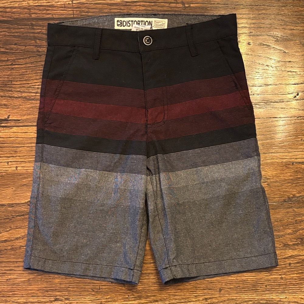 Boys Striped Black and Gray Shorts